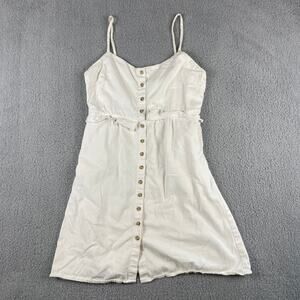 Loup Women's Small White Cotton Spandex Button Up Sleeveless Dress : Made in USA